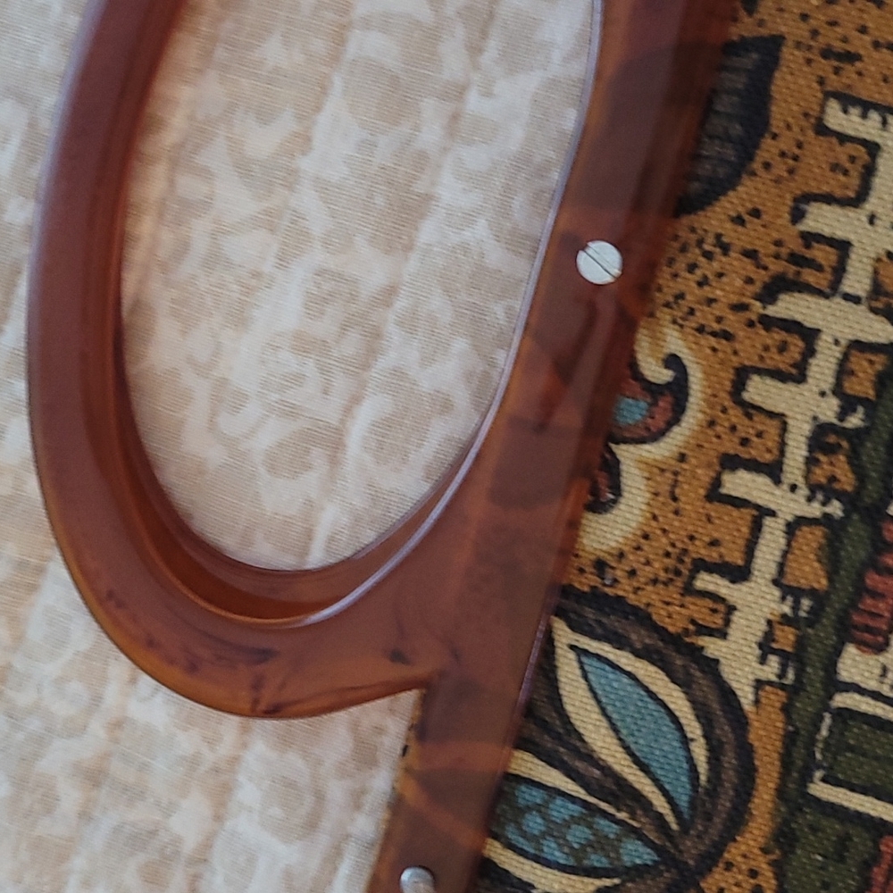 Vintage Boho Purse with Tortoise Handles - Picture 3 of 13